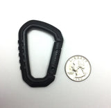 ASP mini polymer carabiner black size comparison